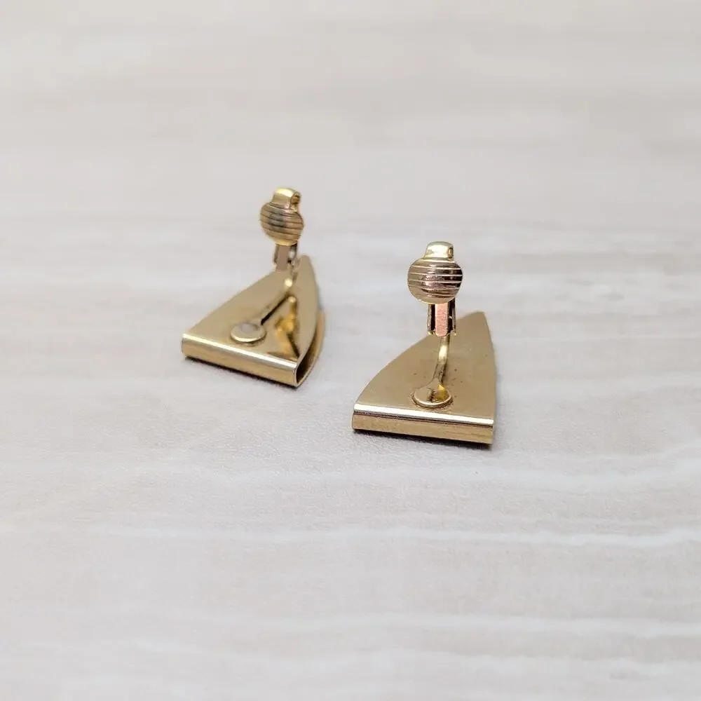 Vintage Clip On Earrings Gold Tone & Cream 1.25